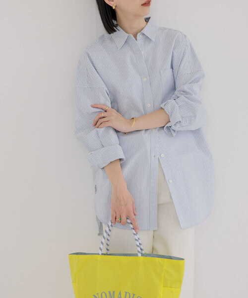 URBAN RESEARCH(アーバンリサーチ)の「オックスオーバーシャツ(シャツ/ブラウス・レディース・イエロー/ストライプ/オフホワイト・FREE)」の1枚目の写真