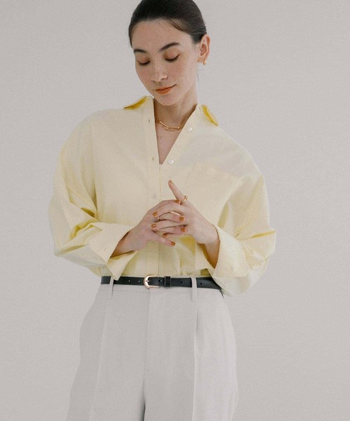 URBAN RESEARCH(アーバンリサーチ)の「オックスオーバーシャツ(シャツ/ブラウス・レディース・イエロー/ストライプ/オフホワイト・FREE)」の3枚目の写真