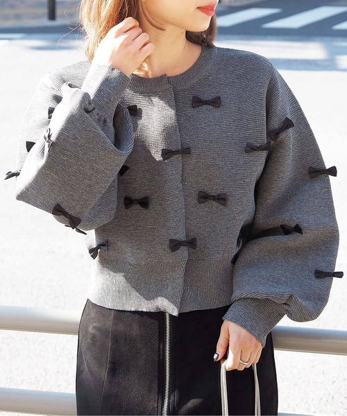 tiptop（ティップトップ）の「アソートモチーフショートカーディガン（カーディガン/ボレロ・レディース・ベージュ/ホワイト系その他/アイボリー/ブラック/チャコールグレー/ブラック系その他・FREE）」の5枚目の写真