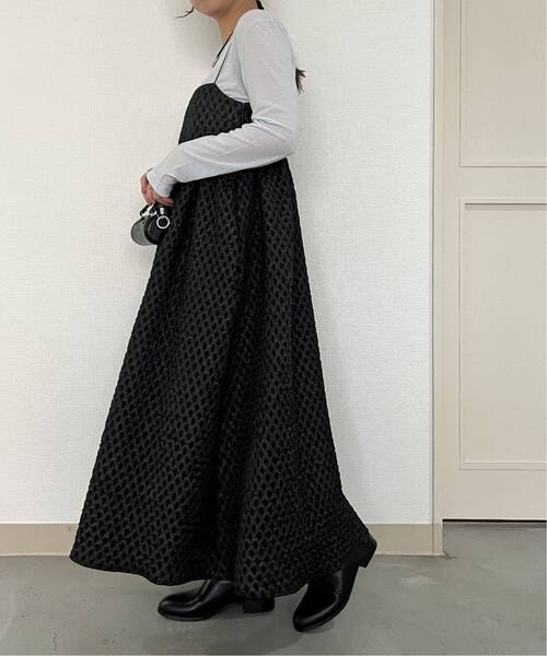 U by SPICK&SPAN(ユーバイスピックアンドスパン)の「フクレジャガードロングキャミワンピース(ワンピース・レディース・ブラック/ホワイト・FREE)」の10枚目の写真