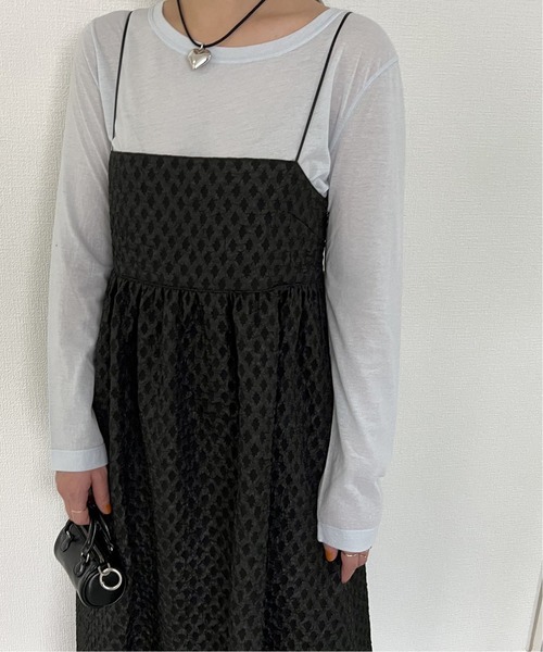 U by SPICK&SPAN(ユーバイスピックアンドスパン)の「フクレジャガードロングキャミワンピース(ワンピース・レディース・ブラック/ホワイト・FREE)」の11枚目の写真