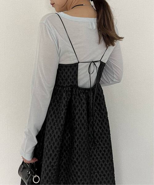 U by SPICK&SPAN(ユーバイスピックアンドスパン)の「フクレジャガードロングキャミワンピース(ワンピース・レディース・ブラック/ホワイト・FREE)」の12枚目の写真