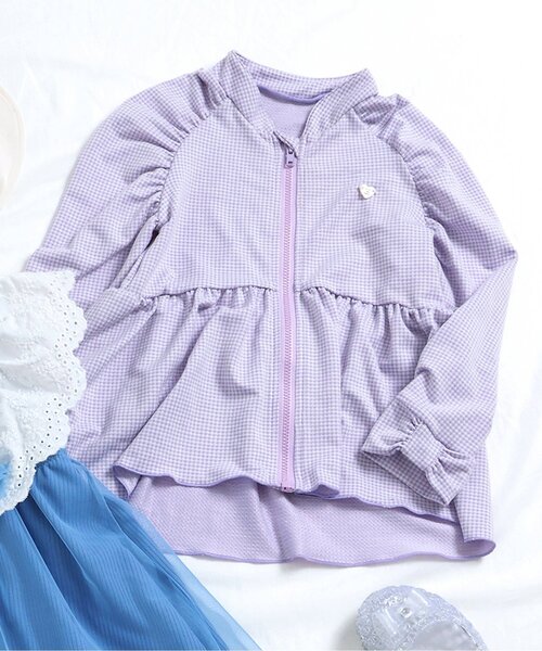 apres les cours(アプレレクール)の「【UVカット】ペプラムチュニックラッシュガード(ラッシュガード・キッズ・サックスブルー/ラベンダー・80/90/100/110/120/130/140)」の1枚目の写真