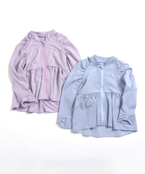 apres les cours(アプレレクール)の「【UVカット】ペプラムチュニックラッシュガード(ラッシュガード・キッズ・サックスブルー/ラベンダー・80/90/100/110/120/130/140)」の3枚目の写真
