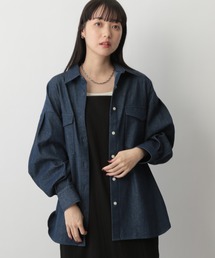 マルチサイズ ブラウス シャツ オーバーデニムシャツロングスリーブ レディース KOEISTORE ロングシャツ レディース 春 夏 春夏 黒 白 シャツ