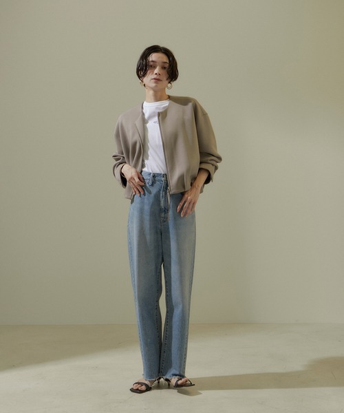 SALON adam et rope'（サロン アダム エ ロペ）の「[24SS]クロップドコクーンブルゾン【洗える】（ブルゾン・レディース・ブラック/ベージュ系その他・FREE）」の3枚目の写真