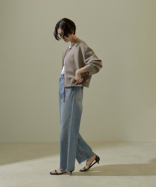 SALON adam et rope'（サロン アダム エ ロペ）の「[24SS]クロップドコクーンブルゾン【洗える】（ブルゾン・レディース・ブラック/ベージュ系その他・FREE）」の4枚目の写真