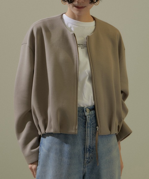 SALON adam et rope'（サロン アダム エ ロペ）の「[24SS]クロップドコクーンブルゾン【洗える】（ブルゾン・レディース・ブラック/ベージュ系その他・FREE）」の5枚目の写真