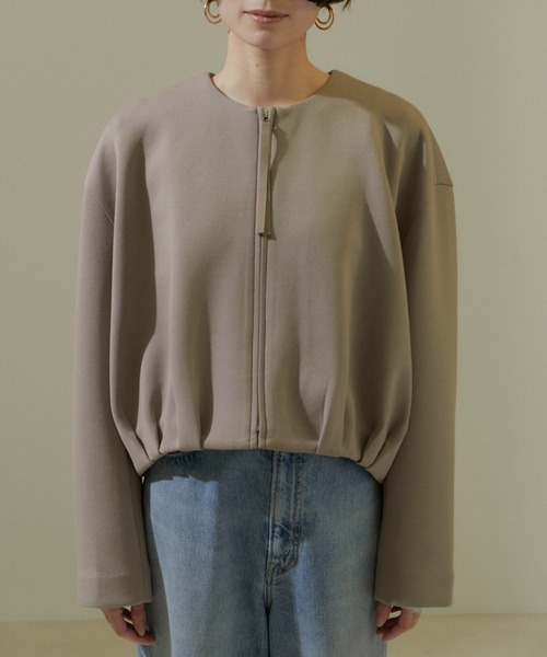 SALON adam et rope'（サロン アダム エ ロペ）の「[24SS]クロップドコクーンブルゾン【洗える】（ブルゾン・レディース・ブラック/ベージュ系その他・FREE）」の7枚目の写真