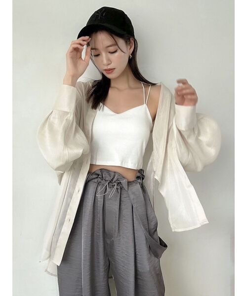 dazzlin（ダズリン）の「【WEB限定】サス付サテンテーパードパンツ（その他パンツ・レディース・グレー/カーキ/ベージュ・SMALL/MEDIUM）」の8枚目の写真