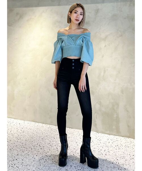 EMODA（エモダ）の「【ELDER】FIXハイウエストデニム（デニムパンツ・レディース・ブラック/インディゴブルー・X-SMALL/SMALL/MEDIUM）」の6枚目の写真