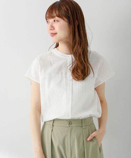 URBAN RESEARCH Sonny Label（アーバンリサーチサニーレーベル）の「バンドカラーコットンレースシャツ（シャツ/ブラウス・レディース・ピンク/ブルー系その他/ロイヤルブルー/オフホワイト/ブラック・FREE）」の7枚目の写真