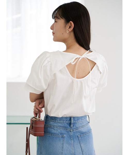 Stylevoice for xxx（スタイルヴォイスフォー）の「ダブルパフスリーブブラウス（シャツ/ブラウス・レディース・ライトブルー/オフホワイト・FREE）」の2枚目の写真