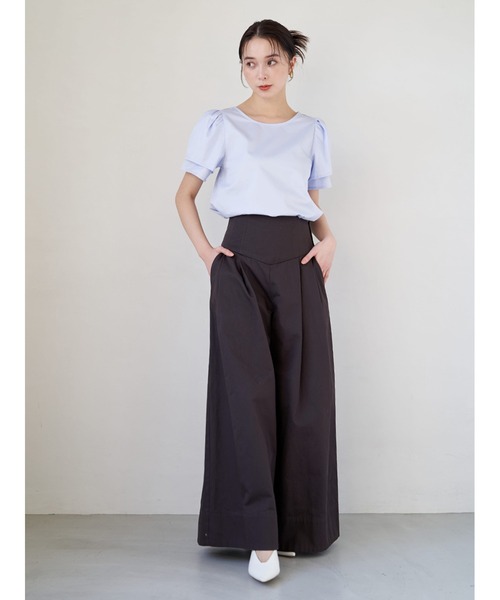 Stylevoice for xxx（スタイルヴォイスフォー）の「ダブルパフスリーブブラウス（シャツ/ブラウス・レディース・ライトブルー/オフホワイト・FREE）」の4枚目の写真