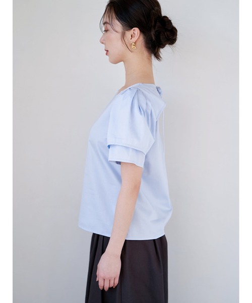 Stylevoice for xxx（スタイルヴォイスフォー）の「ダブルパフスリーブブラウス（シャツ/ブラウス・レディース・ライトブルー/オフホワイト・FREE）」の7枚目の写真