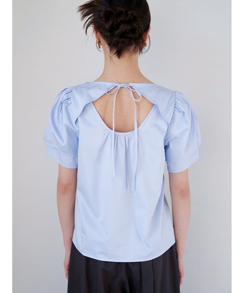 Stylevoice for xxx（スタイルヴォイスフォー）の「ダブルパフスリーブブラウス（シャツ/ブラウス・レディース・ライトブルー/オフホワイト・FREE）」の8枚目の写真