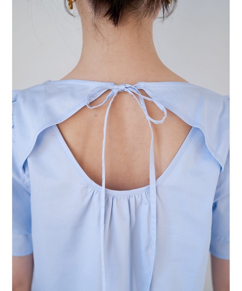 Stylevoice for xxx（スタイルヴォイスフォー）の「ダブルパフスリーブブラウス（シャツ/ブラウス・レディース・ライトブルー/オフホワイト・FREE）」の10枚目の写真