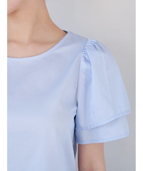 Stylevoice for xxx（スタイルヴォイスフォー）の「ダブルパフスリーブブラウス（シャツ/ブラウス・レディース・ライトブルー/オフホワイト・FREE）」の11枚目の写真