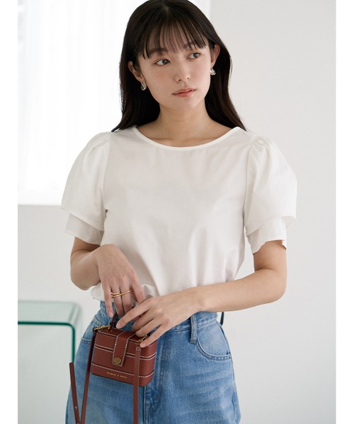 Stylevoice for xxx（スタイルヴォイスフォー）の「ダブルパフスリーブブラウス（シャツ/ブラウス・レディース・ライトブルー/オフホワイト・FREE）」の12枚目の写真