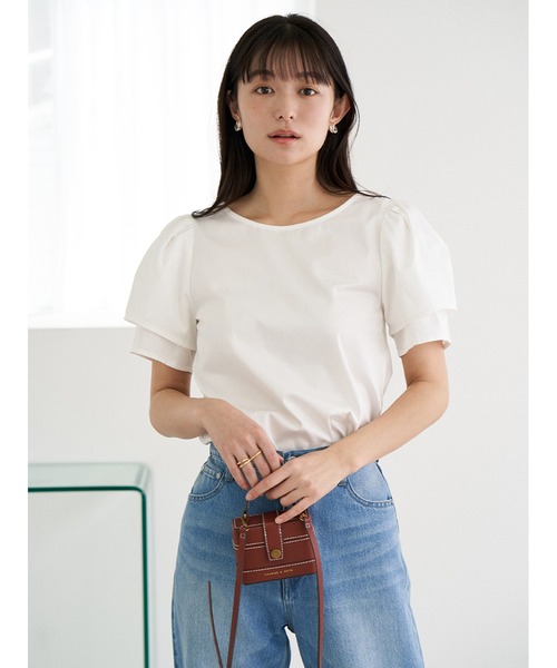 Stylevoice for xxx（スタイルヴォイスフォー）の「ダブルパフスリーブブラウス（シャツ/ブラウス・レディース・ライトブルー/オフホワイト・FREE）」の13枚目の写真