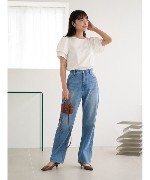 Stylevoice for xxx（スタイルヴォイスフォー）の「ダブルパフスリーブブラウス（シャツ/ブラウス・レディース・ライトブルー/オフホワイト・FREE）」の14枚目の写真