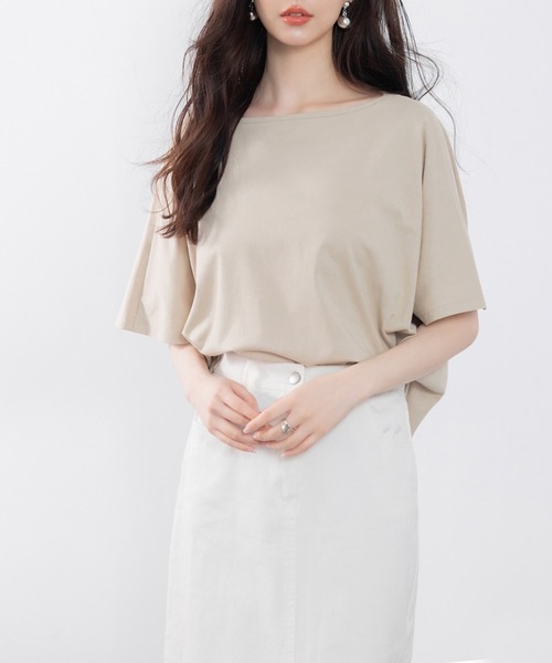 SAISON DE PAPILLON(セゾンドパピヨン)の「ボートネックカットソーTシャツ(Tシャツ/カットソー・レディース・ホワイト/ベージュ/ブラック・フリー)」の13枚目の写真