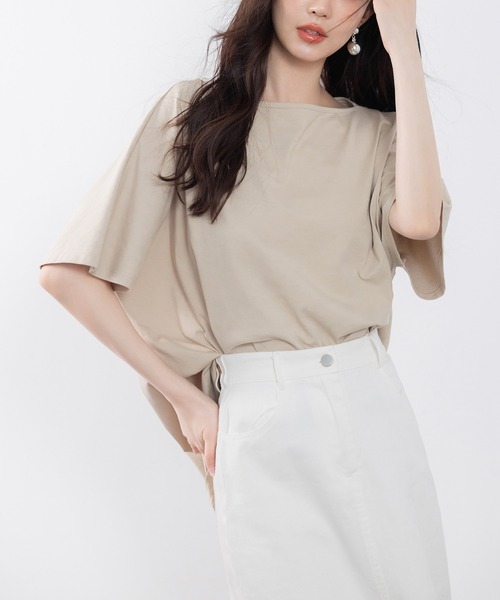 SAISON DE PAPILLON(セゾンドパピヨン)の「ボートネックカットソーTシャツ(Tシャツ/カットソー・レディース・ホワイト/ベージュ/ブラック・フリー)」の14枚目の写真