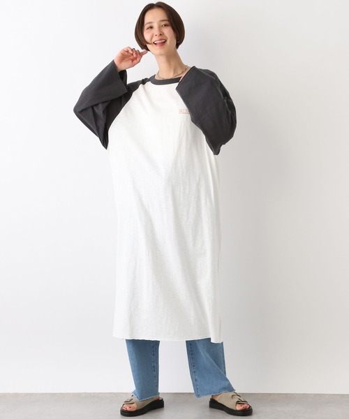 LEPSIM（レプシィム）の「ラグランプリントワンピース　102683（ワンピース・レディース・ベージュ/チャコールグレー・FREE）」の3枚目の写真