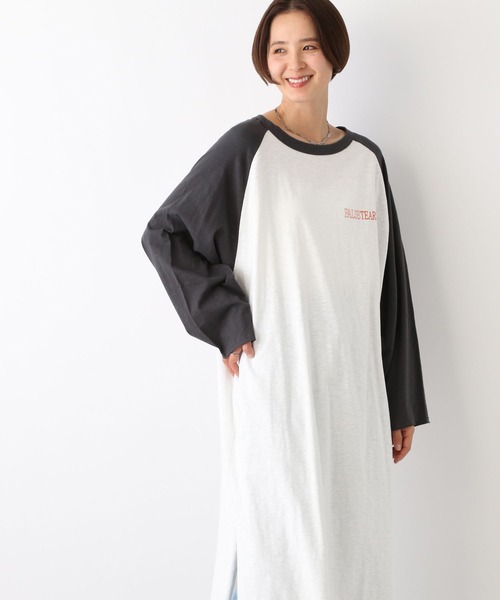 LEPSIM（レプシィム）の「ラグランプリントワンピース　102683（ワンピース・レディース・ベージュ/チャコールグレー・FREE）」の7枚目の写真