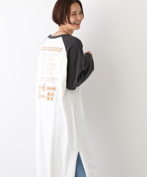 LEPSIM（レプシィム）の「ラグランプリントワンピース　102683（ワンピース・レディース・ベージュ/チャコールグレー・FREE）」の8枚目の写真