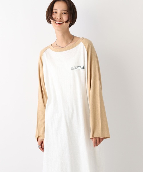 LEPSIM（レプシィム）の「ラグランプリントワンピース　102683（ワンピース・レディース・ベージュ/チャコールグレー・FREE）」の13枚目の写真