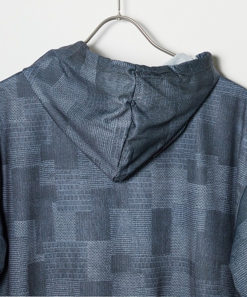 ROOPTOKYO（ループトウキョウ）の「パッチワーク風 ハーフスリーブ ビッグシルエットフーディ（パーカー・メンズ・ブラック/ブルー・L/M/XL）」の8枚目の写真