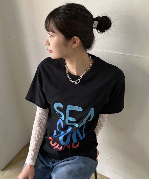 Jewelobe(ジュエローブ)の「ビッグカラーロゴオーバーサイズTシャツ(Tシャツ/カットソー・レディース・ブラック/イエロー/ピンク・FREE)」の6枚目の写真