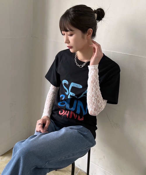 Jewelobe(ジュエローブ)の「ビッグカラーロゴオーバーサイズTシャツ(Tシャツ/カットソー・レディース・ブラック/イエロー/ピンク・FREE)」の7枚目の写真