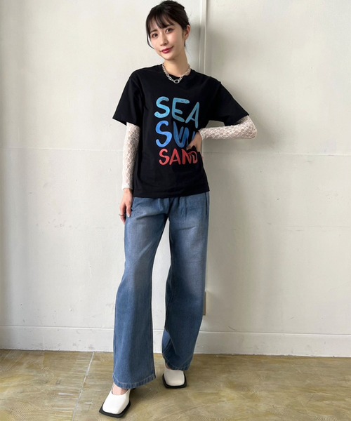 Jewelobe(ジュエローブ)の「ビッグカラーロゴオーバーサイズTシャツ(Tシャツ/カットソー・レディース・ブラック/イエロー/ピンク・FREE)」の9枚目の写真