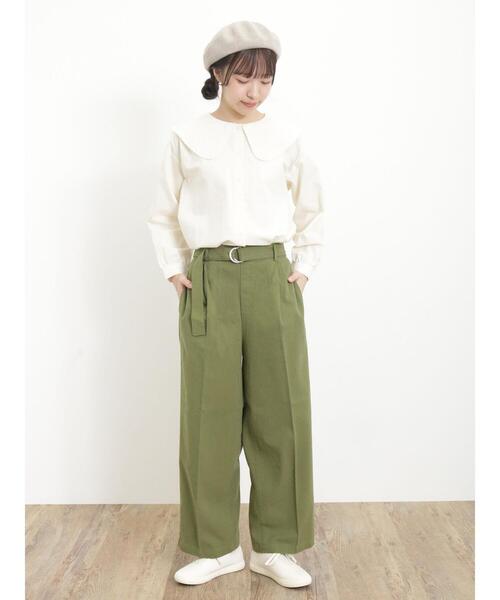 【希少】ELISABETTA FRANCHI ベルト付き センタープレス パンツ ベルト付きワイドセンタープレスパンツ【WCJ-TA-002KHA】 | WCJ