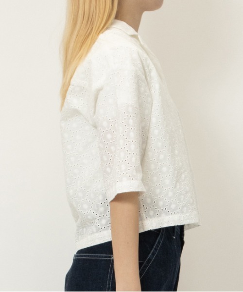 UNIVERSAL OVERALL（ユニバーサルオーバーオール）の「オープンカラーシャツ / 半袖シャツ / OPEN COLLAR SHIRT（シャツ/ブラウス・レディース・ホワイト/ブラック・F）」の17枚目の写真