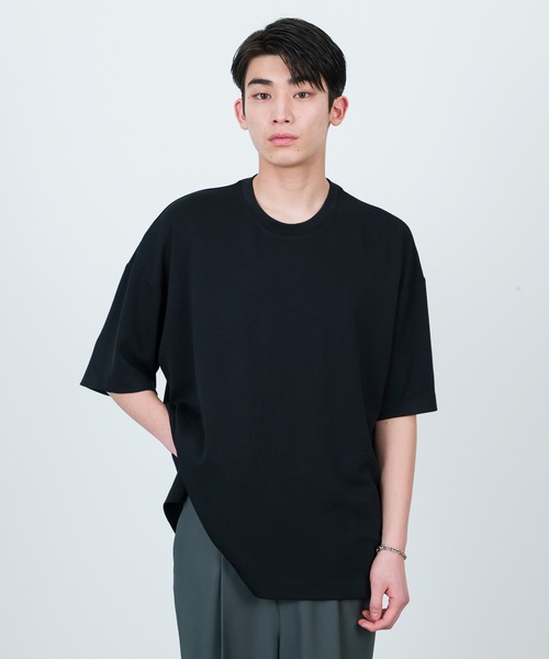 JUNRED（ジュンレッド）の「【 追加生産 】エアシルケットオーバーサイズプルオーバー（Tシャツ/カットソー・メンズ・ブラック/チャコールグレー/ホワイト/ライトグリーン・S/L/M）」の7枚目の写真