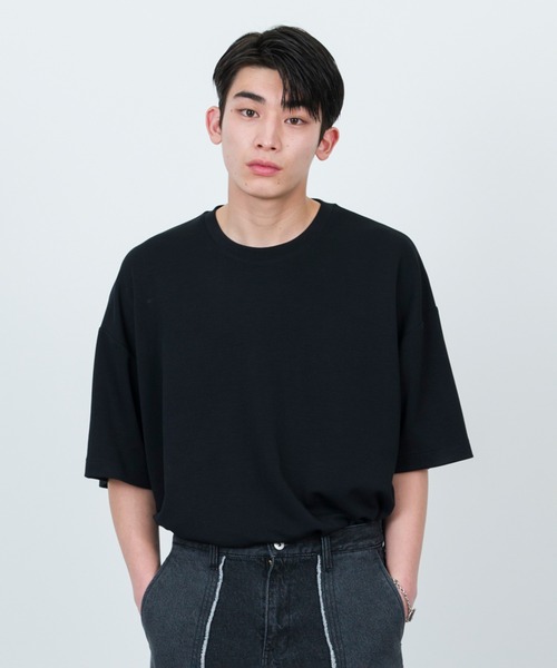 JUNRED（ジュンレッド）の「【 追加生産 】エアシルケットオーバーサイズプルオーバー（Tシャツ/カットソー・メンズ・ブラック/チャコールグレー/ホワイト/ライトグリーン・S/L/M）」の8枚目の写真