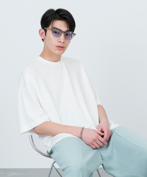 JUNRED（ジュンレッド）の「【 追加生産 】エアシルケットオーバーサイズプルオーバー（Tシャツ/カットソー・メンズ・ブラック/チャコールグレー/ホワイト/ライトグリーン・S/L/M）」の15枚目の写真