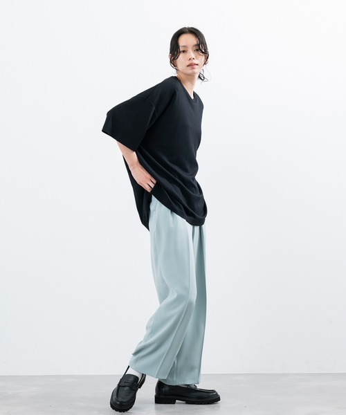 JUNRED（ジュンレッド）の「【 追加生産 】エアシルケットオーバーサイズプルオーバー（Tシャツ/カットソー・メンズ・ブラック/チャコールグレー/ホワイト/ライトグリーン・S/L/M）」の18枚目の写真