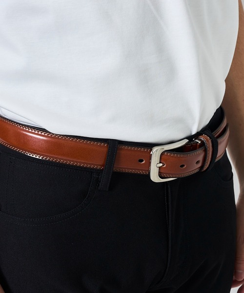 TETE HOMME（テットオム）の「【ON/OFF兼用】イタリアンレザースクエアバックルベルト（ベルト・メンズ・ブラック/ダークブラウン/ブラウン・FREE）」の9枚目の写真