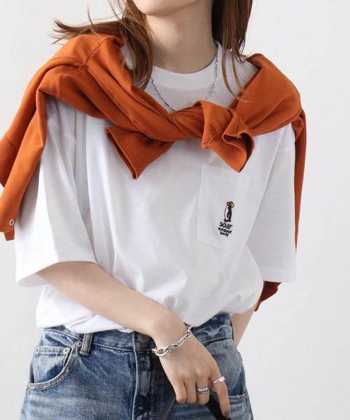 FUNALIVE（ファンアライブ）の「オーバーサイズ ワンポイントアニマル刺繍Tシャツ　半袖（Tシャツ/カットソー・メンズ・ダークグリーン/スミクロ/サックスブルー系/ホワイト/ネイビー/ブラック/ホワイト系/ライトグリーン系・M/LL/L）」の2枚目の写真