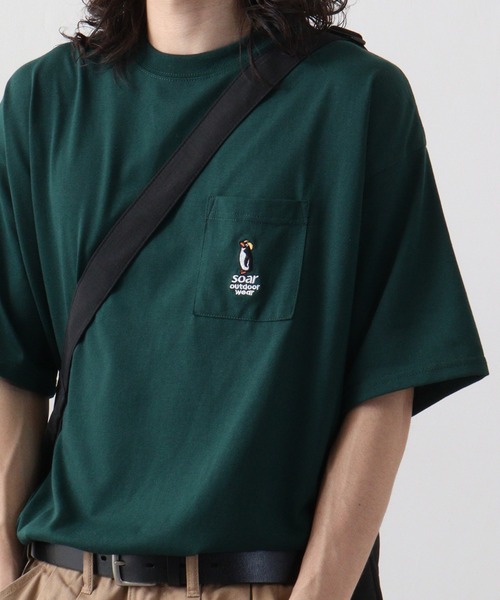 FUNALIVE（ファンアライブ）の「オーバーサイズ ワンポイントアニマル刺繍Tシャツ　半袖（Tシャツ/カットソー・メンズ・ダークグリーン/スミクロ/サックスブルー系/ホワイト/ネイビー/ブラック/ホワイト系/ライトグリーン系・M/LL/L）」の5枚目の写真