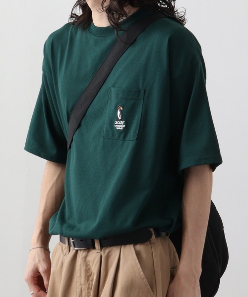 FUNALIVE（ファンアライブ）の「オーバーサイズ ワンポイントアニマル刺繍Tシャツ　半袖（Tシャツ/カットソー・メンズ・ダークグリーン/スミクロ/サックスブルー系/ホワイト/ネイビー/ブラック/ホワイト系/ライトグリーン系・M/LL/L）」の19枚目の写真