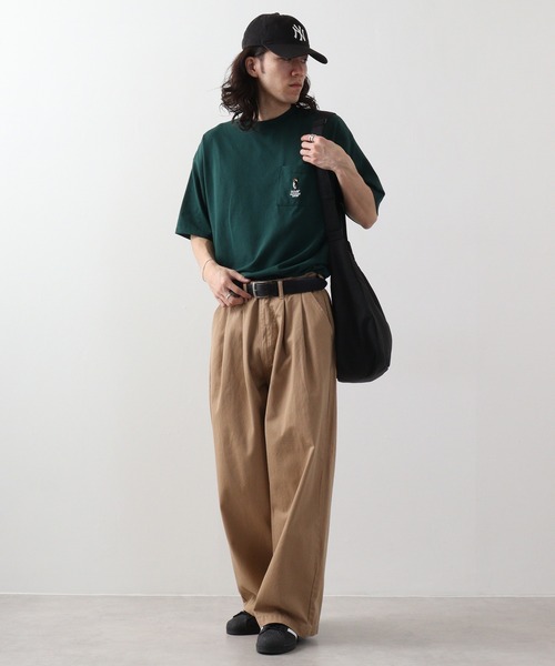 FUNALIVE（ファンアライブ）の「オーバーサイズ ワンポイントアニマル刺繍Tシャツ　半袖（Tシャツ/カットソー・メンズ・ダークグリーン/スミクロ/サックスブルー系/ホワイト/ネイビー/ブラック/ホワイト系/ライトグリーン系・M/LL/L）」の22枚目の写真