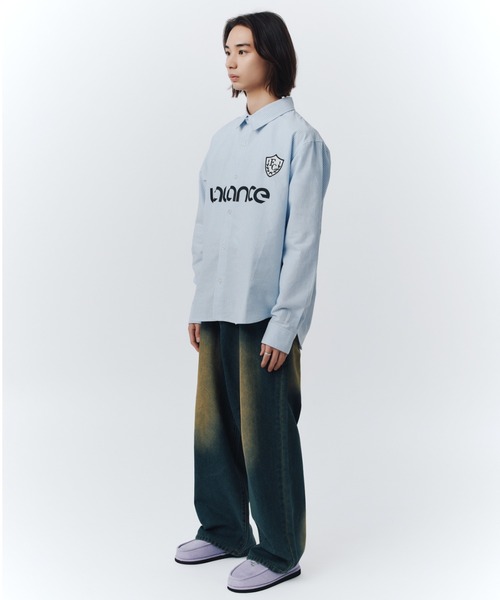 FCMM(エフシーエムエム)の「【日本限定アイテム】BALANCE STRIPE SHIRT/バランスストライプシャツ(シャツ/ブラウス・メンズ・ピンク/ライトブルー・MEDIUM/LARGE)」の4枚目の写真