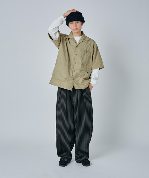 Adoon plain（アドーンプレーン）の「マイクロリップワークシャツ（シャツ/ブラウス・メンズ・チャコールグレー/ベージュ・MEDIUM/LARGE）」の20枚目の写真