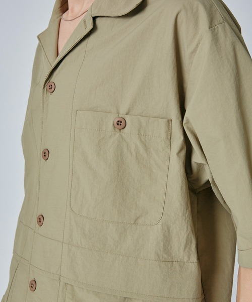 Adoon plain（アドーンプレーン）の「マイクロリップワークシャツ（シャツ/ブラウス・メンズ・チャコールグレー/ベージュ・MEDIUM/LARGE）」の5枚目の写真