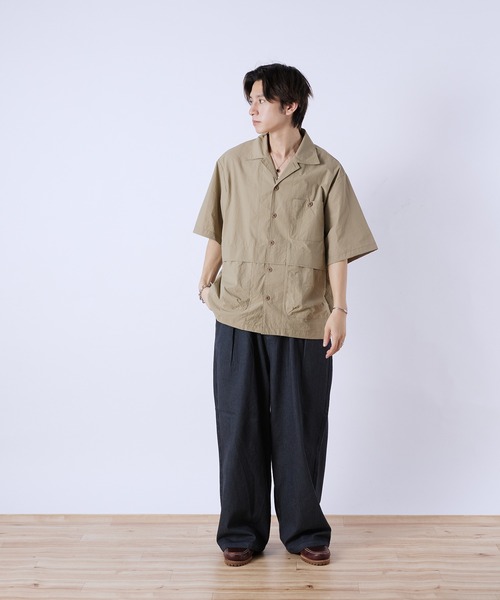 Adoon plain（アドーンプレーン）の「マイクロリップワークシャツ（シャツ/ブラウス・メンズ・チャコールグレー/ベージュ・MEDIUM/LARGE）」の13枚目の写真